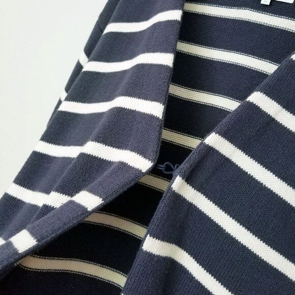 Part Two Striped Longline Tunic Cardigan M Cotton Blend One Hook Eye Preppy Knit - Picture 9 of 13